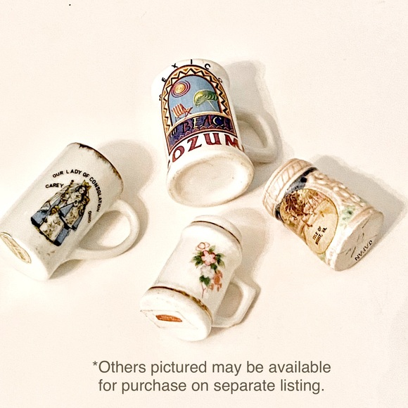 ESTATE VTG 2pc FLORAL LADY CONSOLATION PAIN RELIEF BEER MUG SHOT GLASS SOUVENIR - Picture 7 of 9